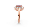 Rose gold Fancy Pink Emerald  Halo Cluster Diamond Engagement Ring with Prong Setting and Polished Band_83