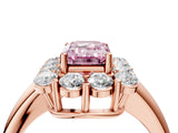 Rose gold Fancy Pink Emerald  Halo Cluster Diamond Engagement Ring with Prong Setting and Polished Band_85