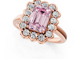 Rose gold Fancy Pink Emerald  Halo Cluster Diamond Engagement Ring with Solitaire Band and Prong Setting_50