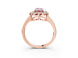 Rose gold Fancy Pink Emerald  Halo Cluster Diamond Engagement Ring with Solitaire Band and Prong Setting_52