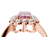 Rose gold Fancy Pink Emerald  Halo Cluster Diamond Engagement Ring with Solitaire Band and Prong Setting_53