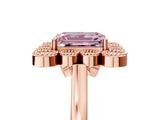 Rose gold Fancy Pink Emerald  Halo Diamond Cluster Engagement Ring with Milgrain Bezel Setting and Solitaire Band_44