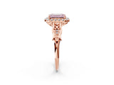Rose gold Fancy Pink Emerald  Halo Diamond Engagement Ring with Filigree Band and Four-Prong Setting_83
