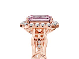 Rose gold Fancy Pink Emerald  Halo Diamond Engagement Ring with Filigree Band and Four-Prong Setting_86