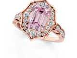 Rose gold Fancy Pink Emerald  Halo Diamond Engagement Ring with Milgrain Band and Four-Prong Setting_38
