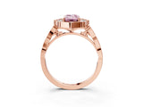 Rose gold Fancy Pink Emerald  Halo Diamond Engagement Ring with Milgrain Band and Four-Prong Setting_40