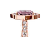 Rose gold Fancy Pink Emerald  Halo Diamond Engagement Ring with Milgrain Band and Four-Prong Setting_42