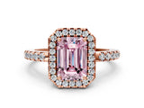 Rose gold Fancy Pink Emerald  Halo Diamond Engagement Ring with Pavé Band and Four-Prong Setting_27