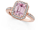 Rose gold Fancy Pink Emerald  Halo Diamond Engagement Ring with Pavé Band and Four-Prong Setting_28