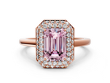 Rose gold Fancy Pink Emerald  Halo Diamond Engagement Ring with Solitaire Band and Four-Prong Setting_20