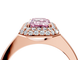 Rose gold Fancy Pink Emerald  Halo Diamond Engagement Ring with Solitaire Band and Four-Prong Setting_24
