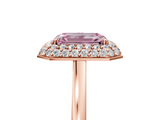 Rose gold Fancy Pink Emerald  Halo Diamond Engagement Ring with Solitaire Band and Four-Prong Setting_25