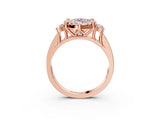 Rose gold Fancy Pink Emerald  Halo Diamond Engagement Ring with Split Shank and Four-Prong Setting 3