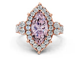 Rose gold Fancy Pink Emerald  Halo Diamond Engagement Ring with Split Shank and Four-Prong Setting