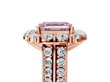 Rose gold Fancy Pink Emerald  Halo Diamond Engagement Ring with Split Shank and Prong Setting_70