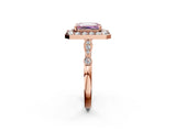 Rose gold Fancy Pink Emerald  Halo Diamond Engagement Ring with Twisted Band and Four-Prong Setting 2