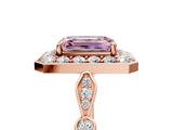Rose gold Fancy Pink Emerald  Halo Diamond Engagement Ring with Twisted Band and Four-Prong Setting 5