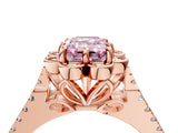 Rose gold Fancy Pink Emerald  Halo Diamond Floral Split Shank Engagement Ring 5