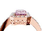 Rose gold Fancy Pink Emerald  Halo Diamond Pavé Band Ring with Prong Setting_24