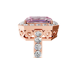 Rose gold Fancy Pink Emerald  Halo Diamond Pavé Band Ring with Prong Setting_25