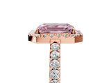 Rose gold Fancy Pink Emerald  Halo Diamond Pavé Solitaire Ring_32