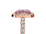 Rose gold Fancy Pink Emerald  Halo Diamond Pavé Solitaire Ring_44