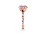 Rose gold Fancy Pink Emerald  Halo Diamond Pave Band Ring with Four-Prong Setting_17
