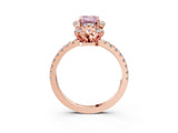 Rose gold Fancy Pink Emerald  Halo Diamond Pave Band Ring with Four-Prong Setting_18