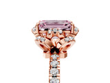 Rose gold Fancy Pink Emerald  Halo Diamond Pave Band Ring with Four-Prong Setting_20