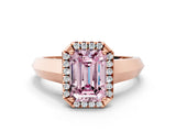Rose gold Fancy Pink Emerald  Halo Diamond Ring with Cathedral Band and Four-Prong Setting_49