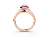 Rose gold Fancy Pink Emerald  Halo Diamond Ring with Cathedral Band and Four-Prong Setting_52
