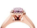 Rose gold Fancy Pink Emerald  Halo Diamond Ring with Cathedral Band and Four-Prong Setting_53