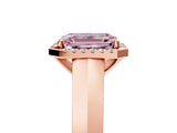 Rose gold Fancy Pink Emerald  Halo Diamond Ring with Cathedral Band and Four-Prong Setting_54