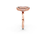 Rose gold Fancy Pink Emerald  Halo Diamond Ring with Milgrain Edge and Round Prong Setting_28