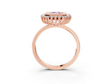 Rose gold Fancy Pink Emerald  Halo Diamond Ring with Milgrain Edge and Round Prong Setting_29