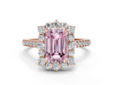 Rose gold Fancy Pink Emerald  Halo Diamond Ring with Pavé Band and Prong Setting_20