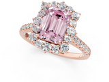 Rose gold Fancy Pink Emerald  Halo Diamond Ring with Pavé Band and Prong Setting_21