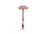 Rose gold Fancy Pink Emerald  Halo Diamond Ring with Pavé Band and Prong Setting_22