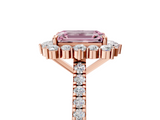 Rose gold Fancy Pink Emerald  Halo Diamond Ring with Pavé Band and Prong Setting_25