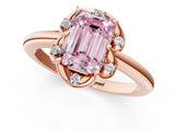 Rose gold Fancy Pink Emerald  Halo Diamond Ring with Round Cluster Setting, Solitaire Band, and Four-Prong Setting_50