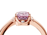 Rose gold Fancy Pink Emerald  Halo Diamond Ring with Round Cluster Setting, Solitaire Band, and Four-Prong Setting_53