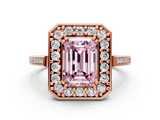 Rose gold Fancy Pink Emerald  Halo Diamond Ring with Split Shank and Four-Prong Setting_32