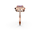 Rose gold Fancy Pink Emerald  Halo Diamond Ring with Split Shank and Four-Prong Setting_34