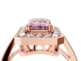 Rose gold Fancy Pink Emerald  Halo Diamond Ring with Split Shank and Four-Prong Setting_36