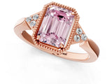 Rose gold Fancy Pink Emerald  Halo Diamond Ring with Tapered Band and Four-Prong Setting_4