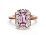 Rose gold Fancy Pink Emerald  Halo Diamond Solitaire with Pavé Band and Four-Prong Setting_92