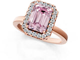 Rose gold Fancy Pink Emerald  Halo Diamond Solitaire with Pavé Band and Four-Prong Setting_93