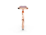 Rose gold Fancy Pink Emerald  Halo Diamond Solitaire with Pavé Band and Four-Prong Setting_94