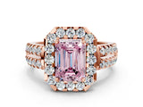 Rose gold Fancy Pink Emerald  Halo Diamond Split Shank Engagement Ring with Prong Setting_63