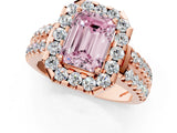 Rose gold Fancy Pink Emerald  Halo Diamond Split Shank Engagement Ring with Prong Setting_64